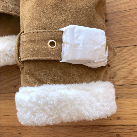 Zara Camel Suede Moto Jacket with Faux Shearling Lining in Camel Size XS - Picture 10 of 10